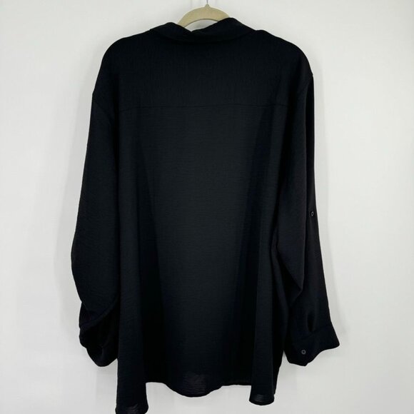 Calvin Klein Womens blouse tunic Black Button Down Shirt Size 3x Long Sleeve - Picture 10 of 11